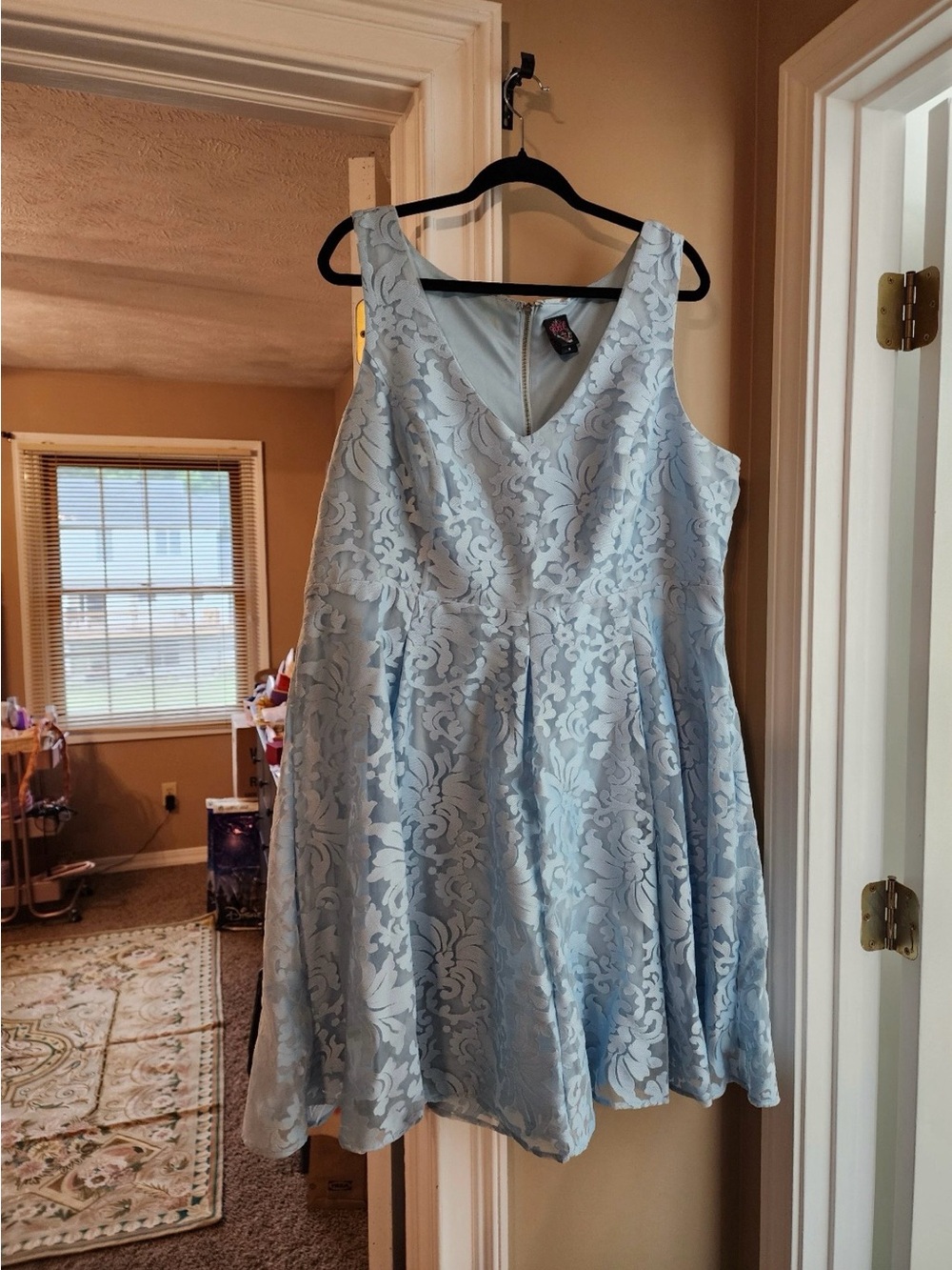 torrid Pale Blue Floral Jacquard Fit-and-Flare Dress